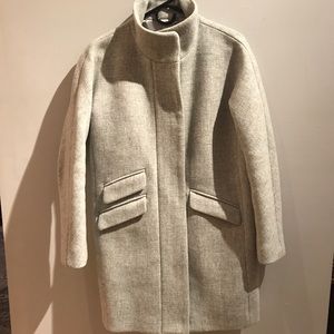 J Crew Lodge Coat Italian Stadium Cloth Wool Gray